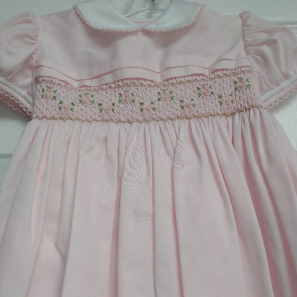 Vintage Dulces Smocked Girls Pink and White Dress, size 24 months - Picture 2 of 14